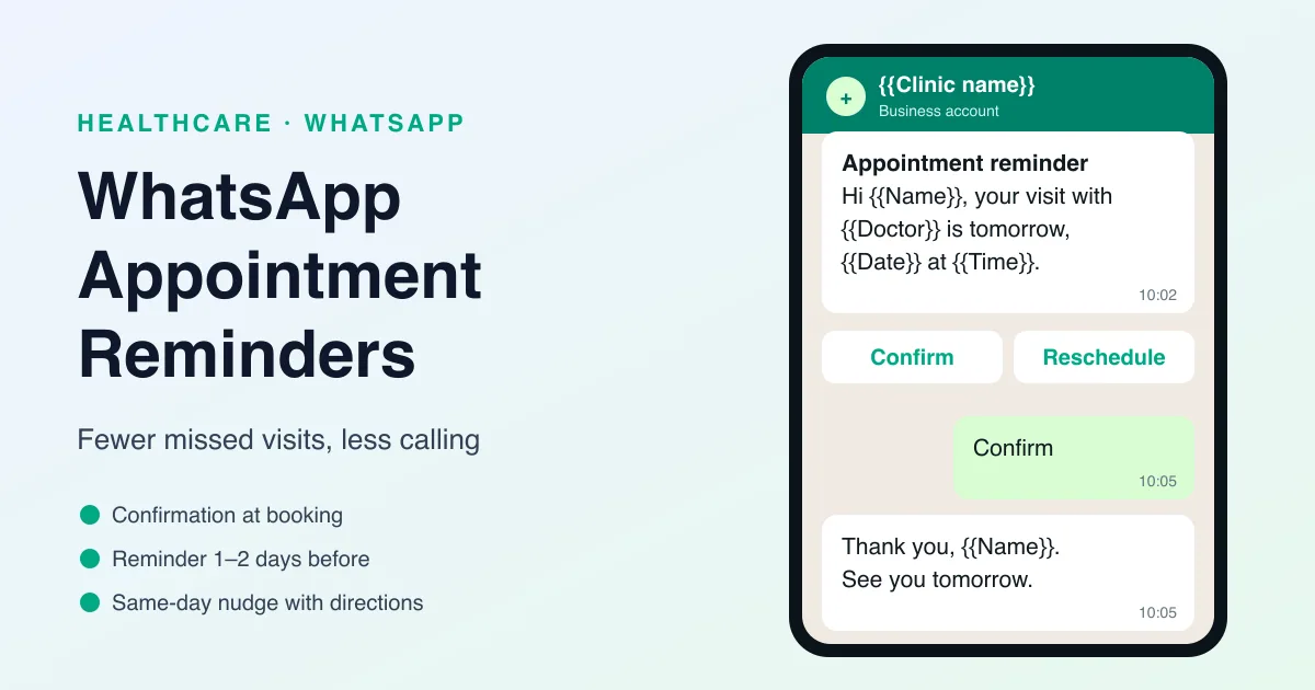 WhatsApp appointment reminders for patients