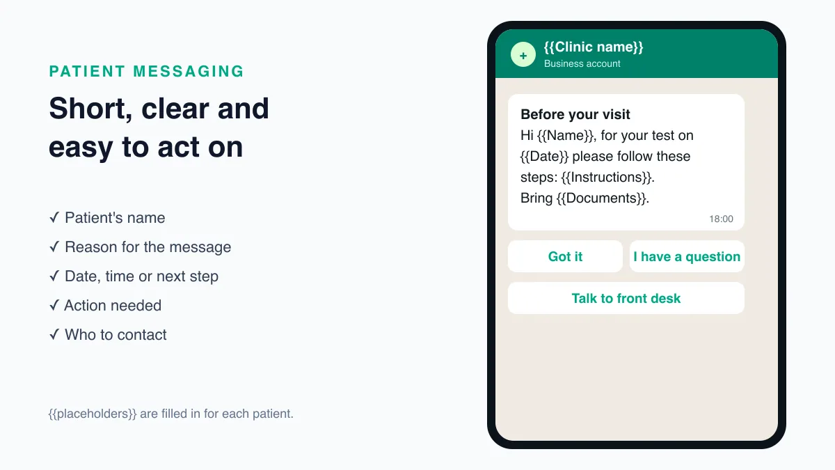 Healthcare patient messaging on WhatsApp