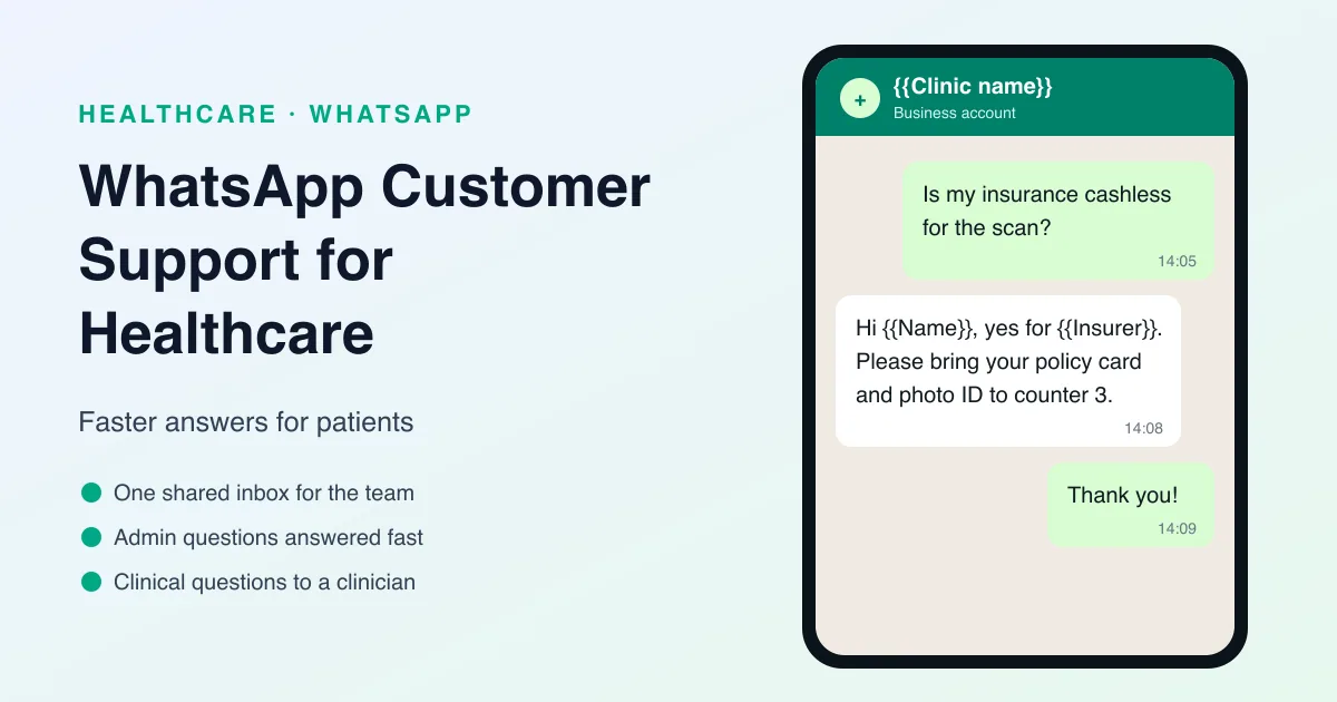 WhatsApp customer support for healthcare providers