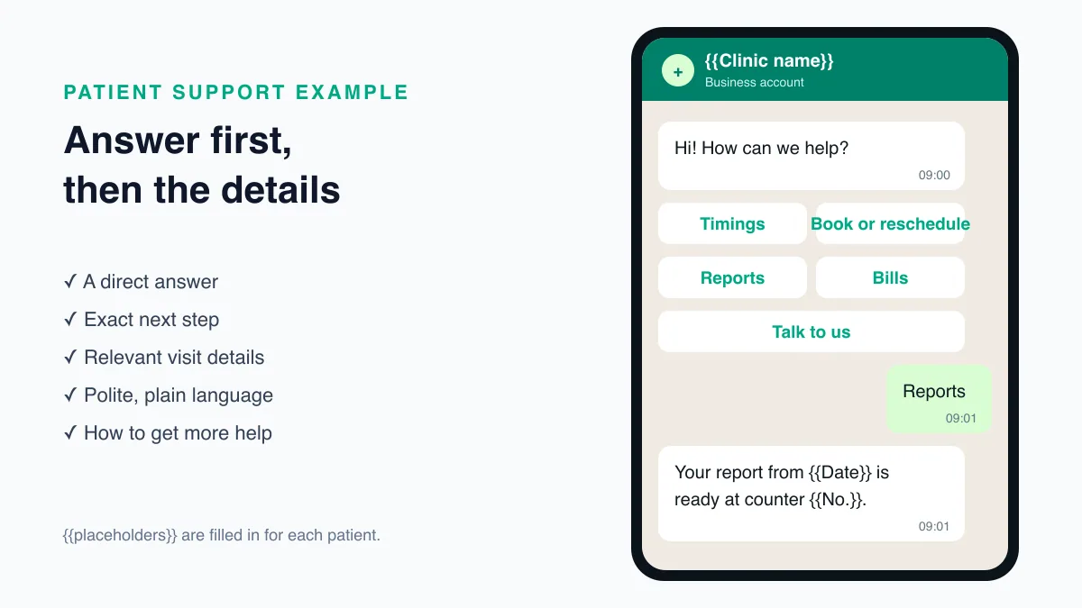Patient support on WhatsApp example