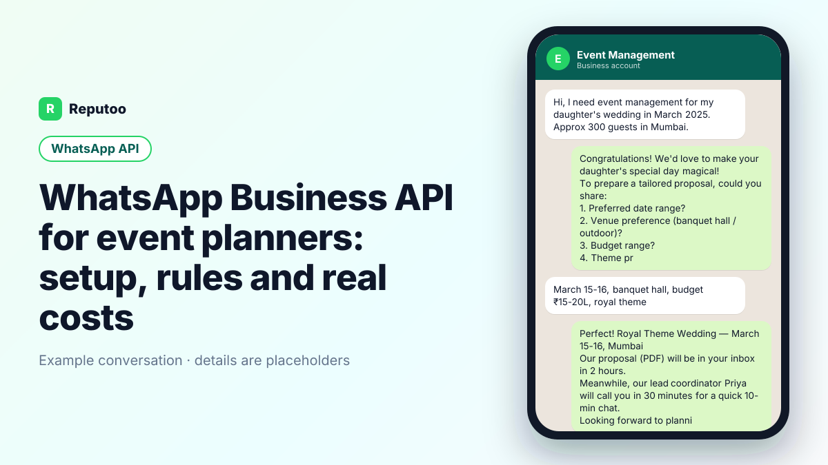 Example WhatsApp conversation for event planners — WhatsApp Business API