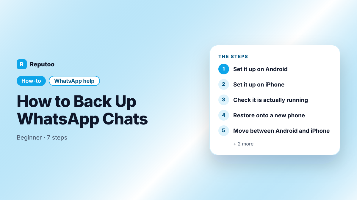 How to Back Up WhatsApp Chats: Set it up on Android, Set it up on iPhone, Check it is actually running, Restore onto a new phone, Move between Android and iPhone