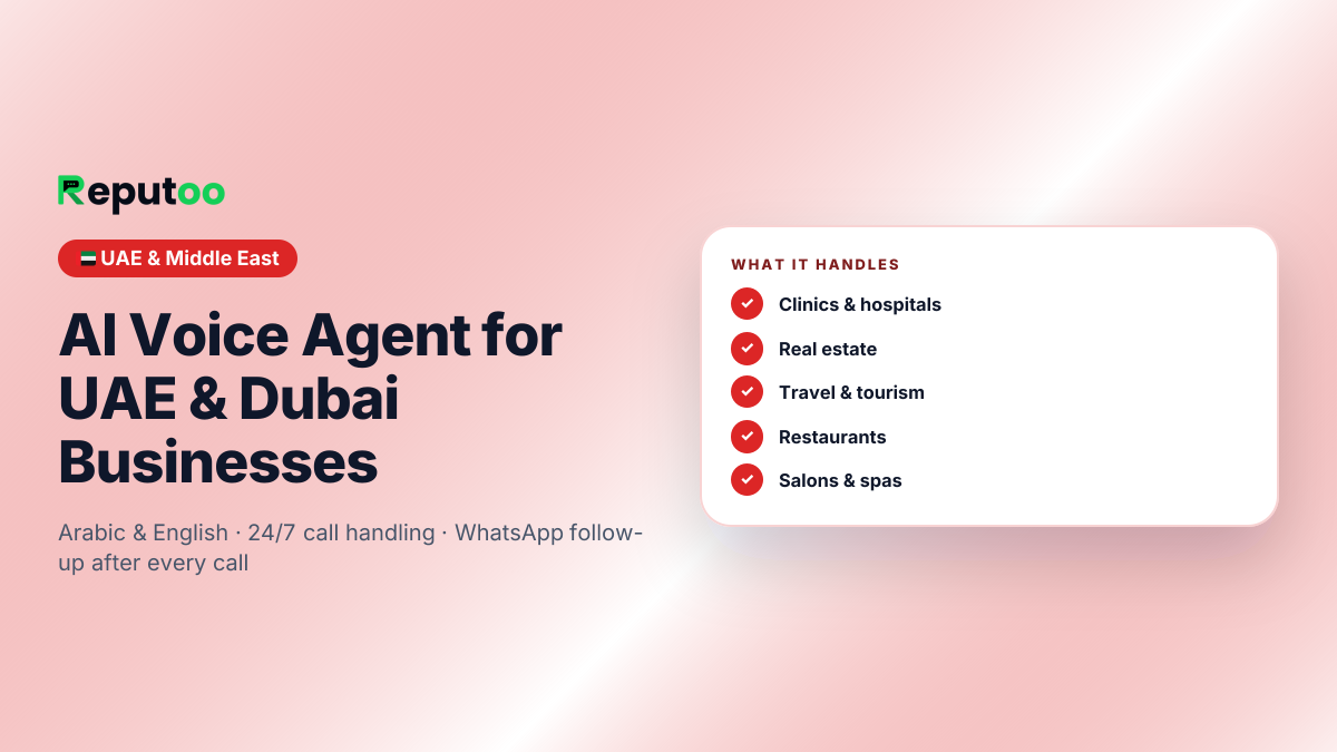 AI Voice Agent for UAE & Dubai Businesses: Clinics & hospitals, Real estate, Travel & tourism, Restaurants, Salons & spas, Education & training