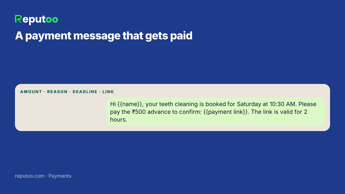 Payment link message example on WhatsApp