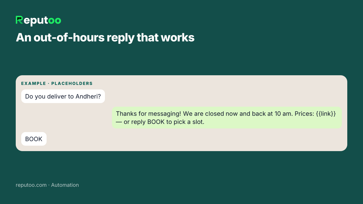 Example out-of-hours automatic reply on WhatsApp