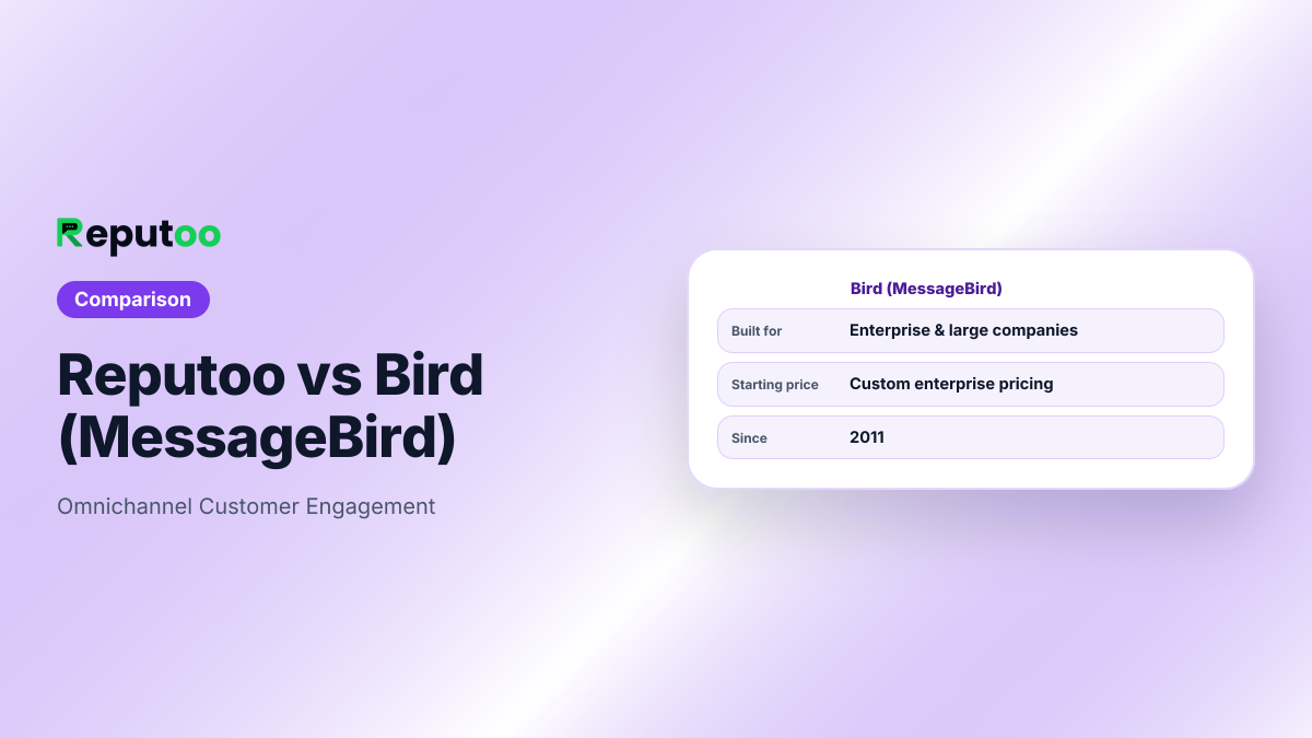 Bird (MessageBird): Omnichannel Customer Engagement. Built for Enterprise & large companies. Starting price Custom enterprise pricing.