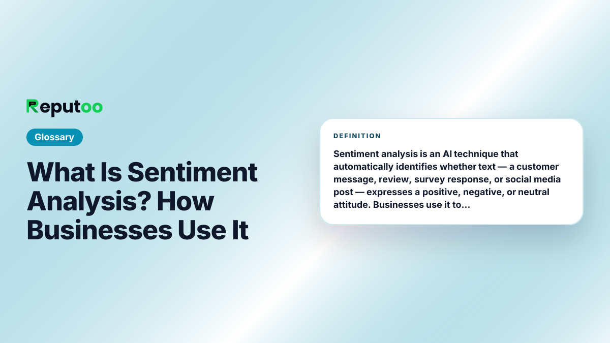 What Is Sentiment Analysis? How Businesses Use It — definition: Sentiment analysis is an AI technique that automatically identifies whether text — a customer message, review, survey response, or social media post — expresses a positive, negative, or neutral attitude. Businesses use it to understand customer satisfaction at scale and make smarter decisions.