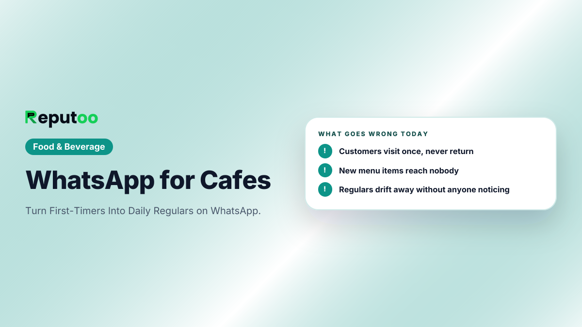Where cafes lose customers today: Customers visit once, never return; New menu items reach nobody; Regulars drift away without anyone noticing