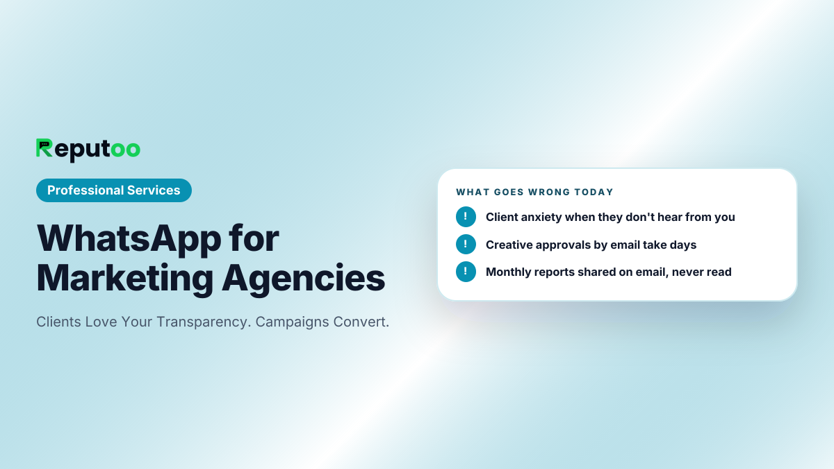 Where marketing agencies lose customers today: Client anxiety when they don't hear from you; Creative approvals by email take days; Monthly reports shared on email, never read