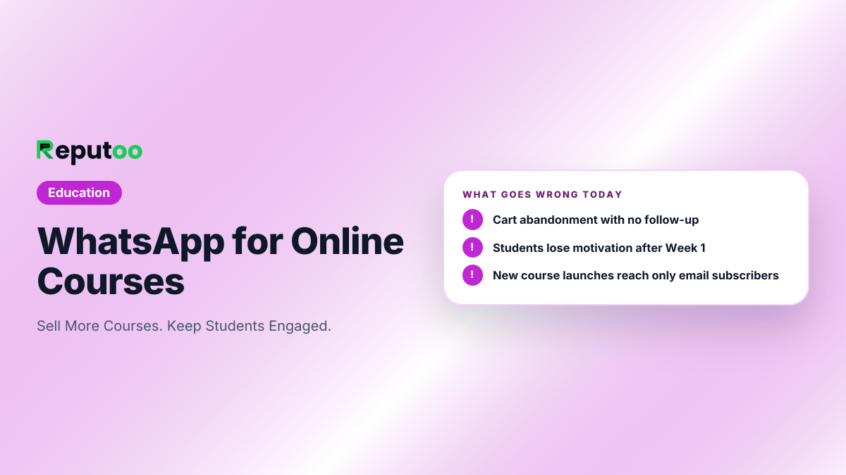 Where online courses lose customers today: Cart abandonment with no follow-up; Students lose motivation after Week 1; New course launches reach only email subscribers